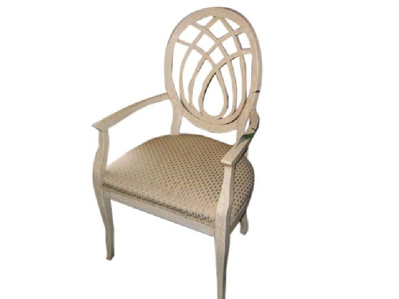 White Wash Crackle Side Arm Chair