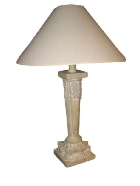 Cream Column Lamp w/Leaf Detail