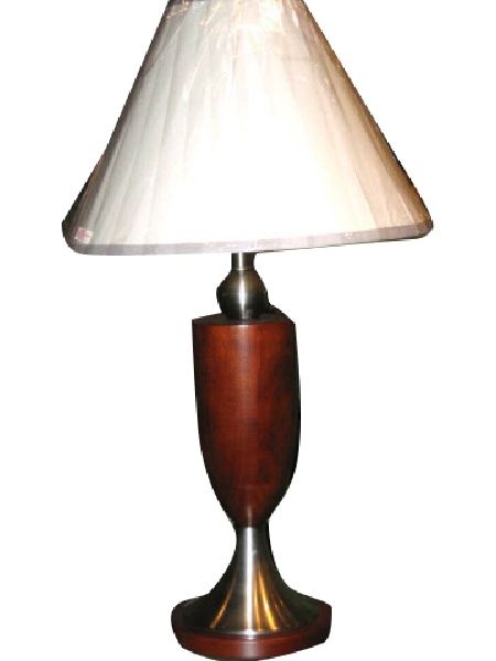 Deven Cherry & Metal Contemporary Lamp