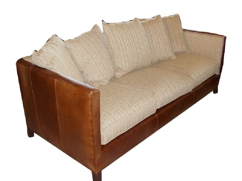 Tobago Leather & Gold Fabric Sofa