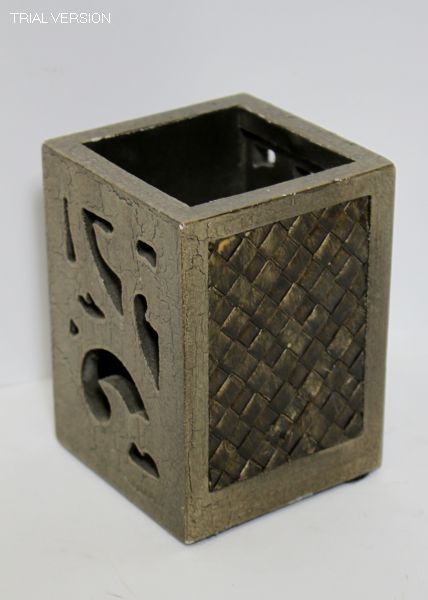 Wood/wicker/crackle Pencil Holder