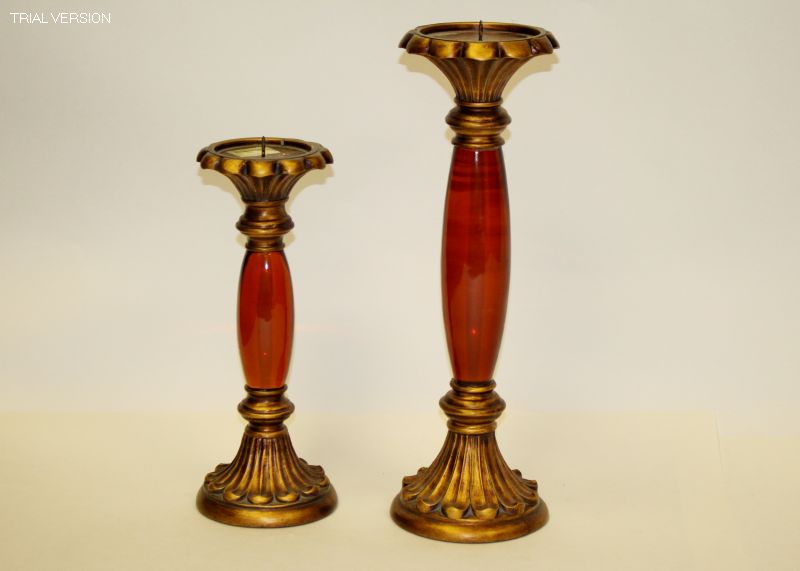 Set Of 3 Candlesticks - Amber Valencia