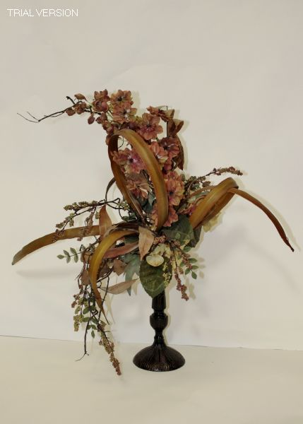 Topiary On Candlestick-Brown Flowers