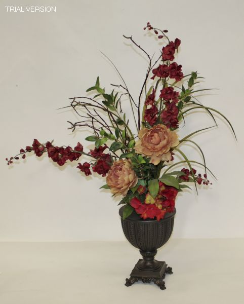 Floral - Brown Urn -Peonies/Orchids/Grass