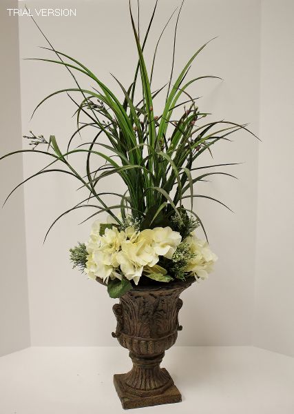 Topiary - Grass & White Hydrangeas