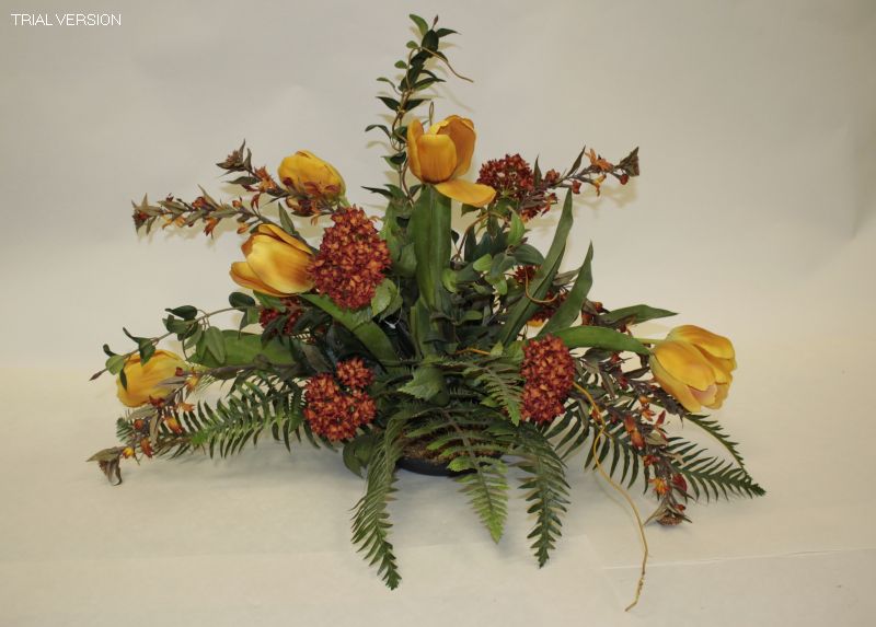 Yellow Tulips/Orange Flowers On Tile