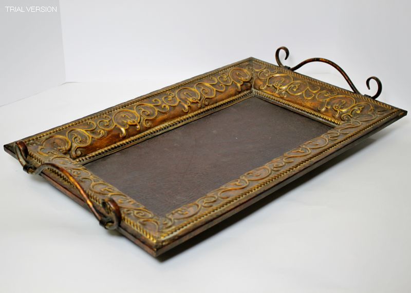 Sml Tray-Copper W/ Faux Leather